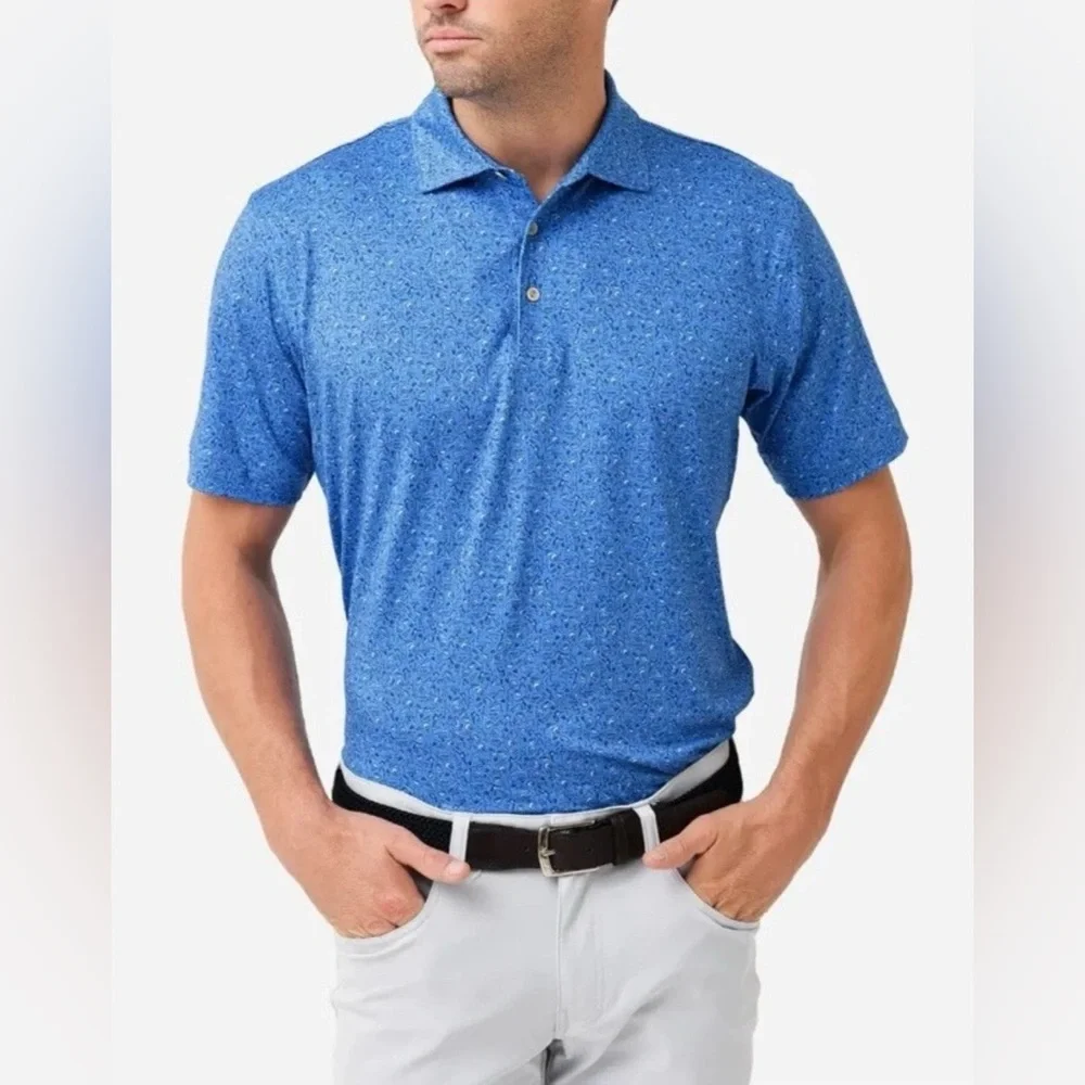 Peter Millar Golf Polo Shirt Game Day Performance Football Men Active XXL Blue - Picture 1 of 9